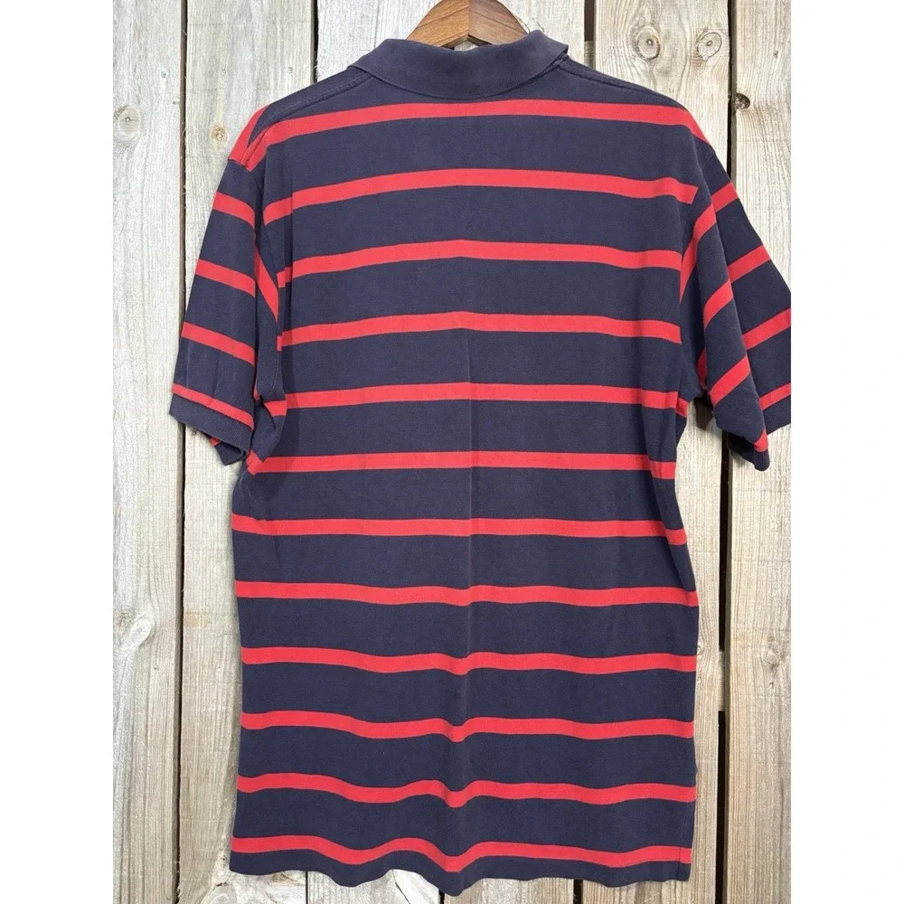 Vintage Ralph Lauren Striped Polo 🐎 Navy Red XL‎ Classic Pique